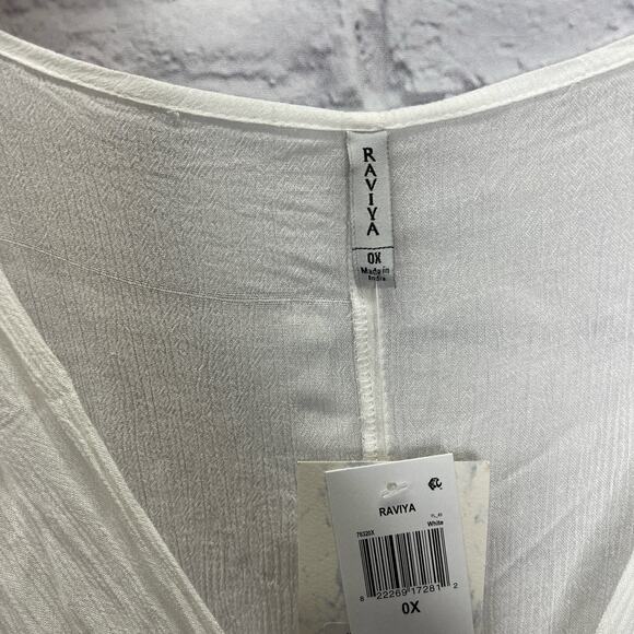 Raviya Womens Front Slit Cover Up Maxi Dress Size 0X White New Tie Waist - Picture 5 of 7